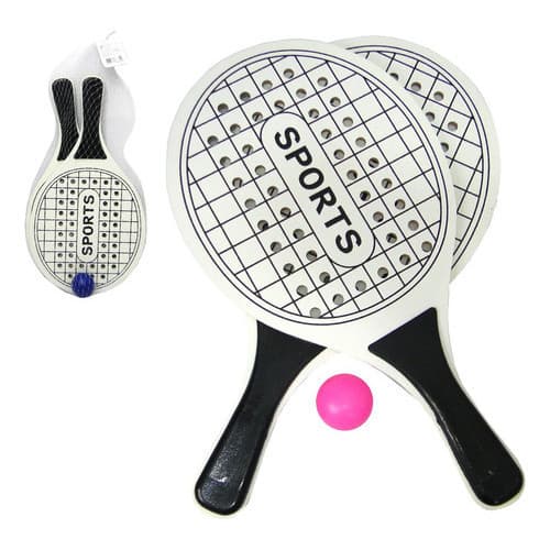 Kit Com 2x Raquetes Frescobol Tênis De Praia Beach Tennis Bola