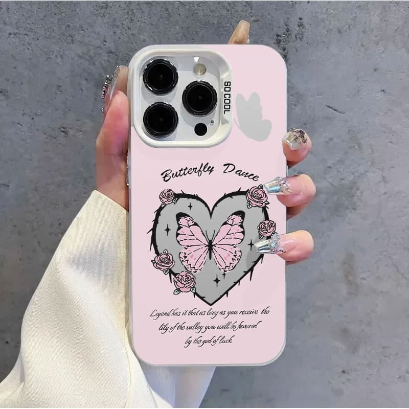 Capinha Capa Para Samsung A04S A05S A06 A12 A13 A14 A15 A16 Borboleta Rosa Normal Anti-Queda