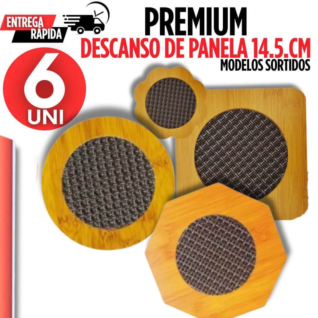Jogo 6 Descanso De Panela MDF Efeito Bambu Protetor Mesa Calor Design Linha Premium Antiderrapante