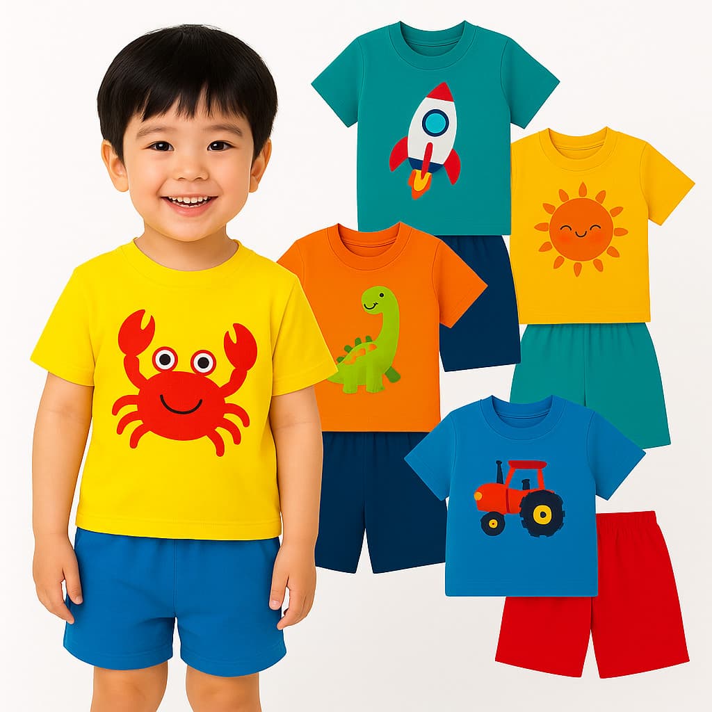 kit com 6 peças Roupa Infantil Menino Verão -Conjunto Infantil Masculino Atacado- 3 Conjuntos Infantil Menino
