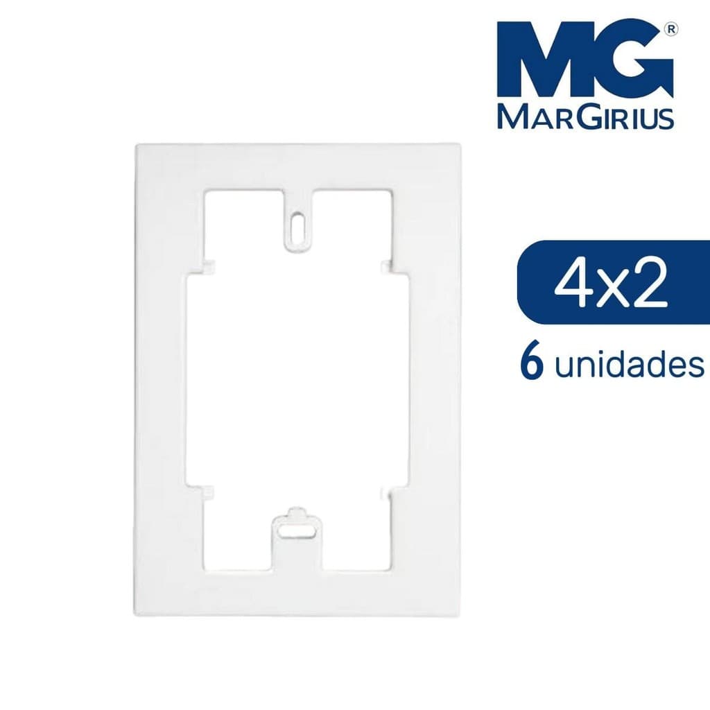 Kit 6 Prolongador para Placa 4x2 Linha Sleek Branco MarGirius