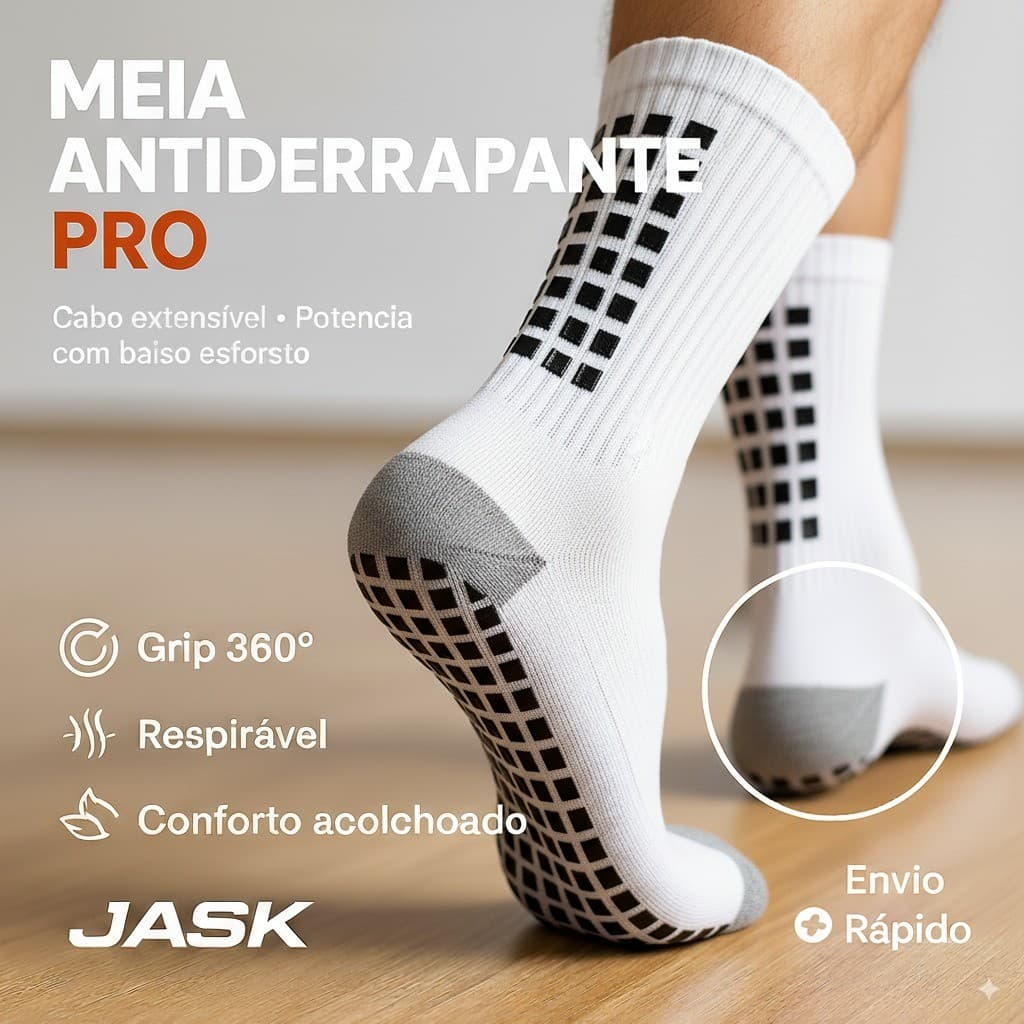 Par de Meias Antiderrapante Respiravel Esportiva Para Futebol Futsal Society Futsal Academia Crosfit Corrida