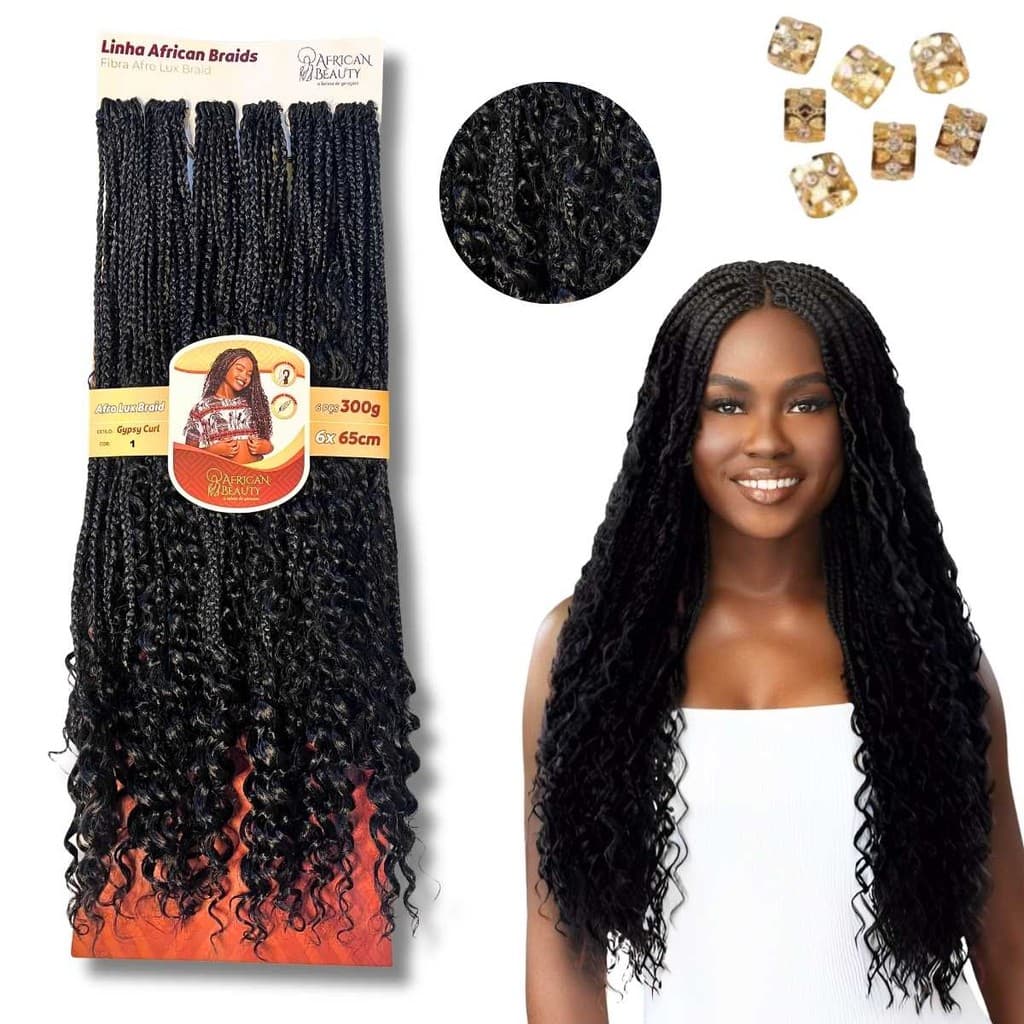 Cabelo Cacheado 6x Gypsy Crochet Braid Tranças 65 cm