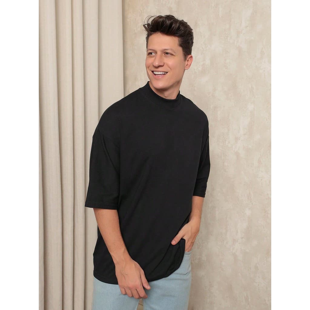 Camiseta Masculina Lisa Oversized com Ombros Caídos – Nova Coleção Primavera