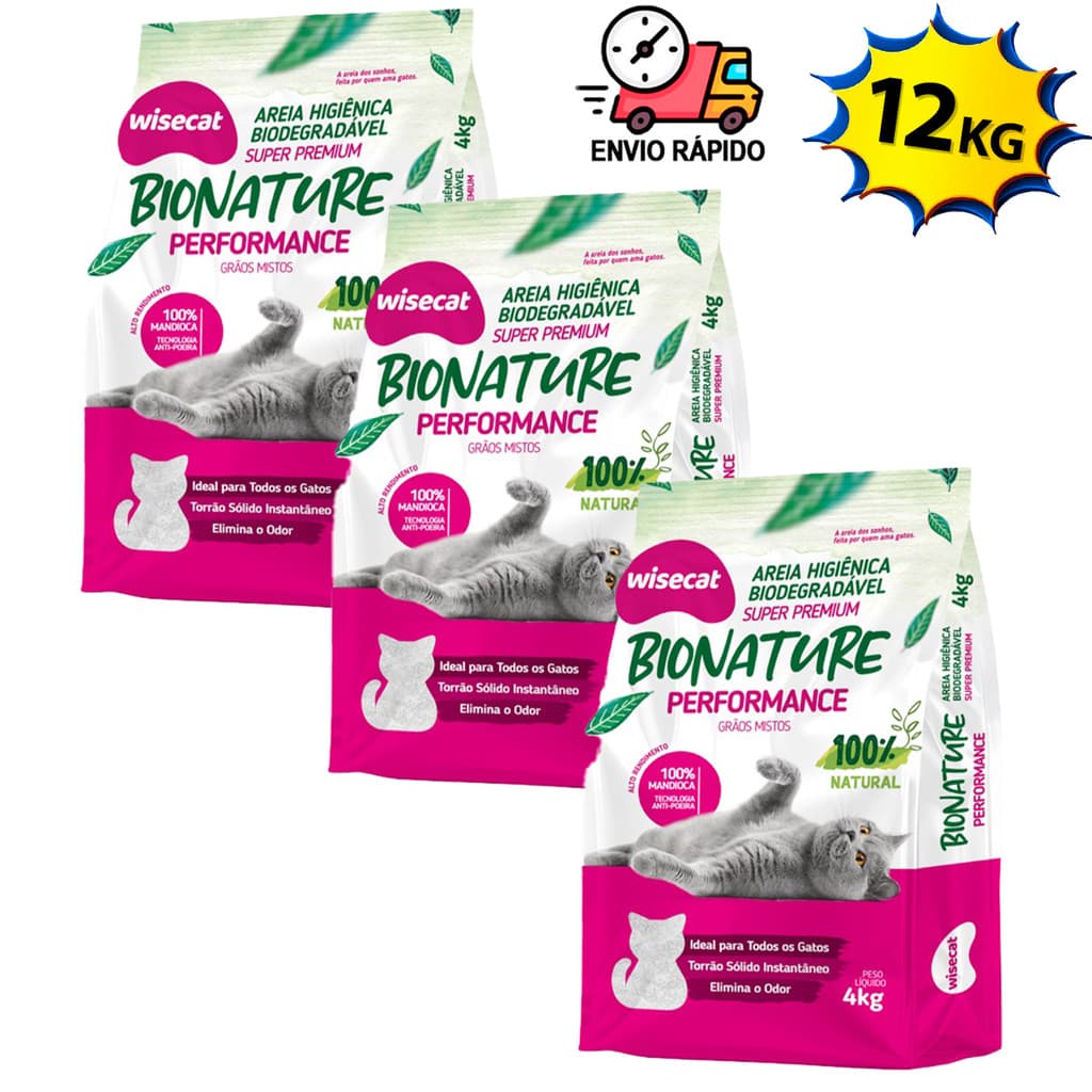 Kit 12Kg Areia Para Gatos Grãos Mistos 100% Mandioca Areia de Gato