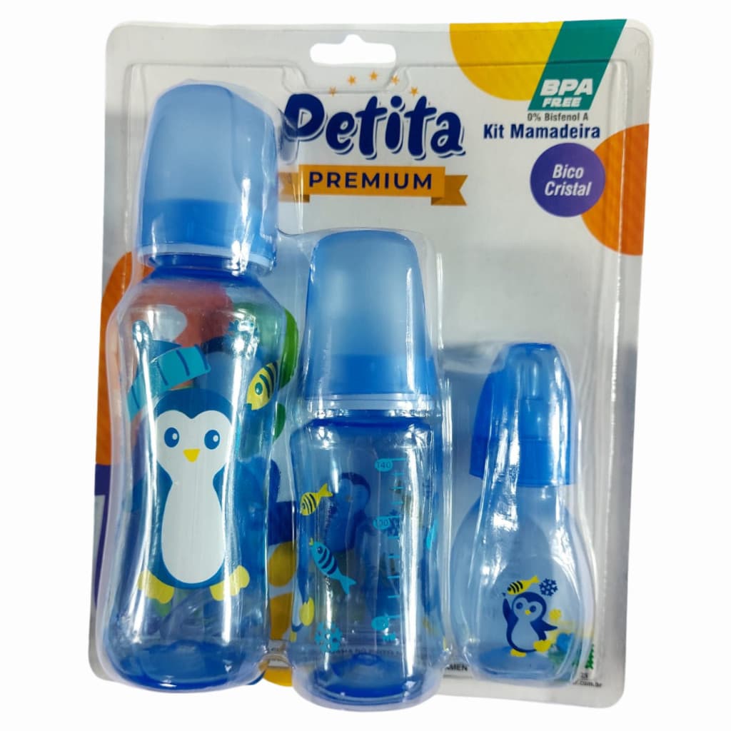 Kit Mamadeiras Bico de Silicone 3 Unidade Bebê Menino Menina - Petita