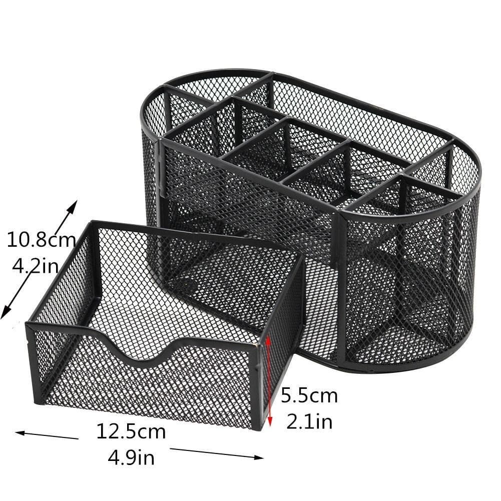 1 Pçs Armazenamento Multifuncional Organizador De Mesa Malha Metal Caneta Titular Papelaria Recipiente Caixa Escritório