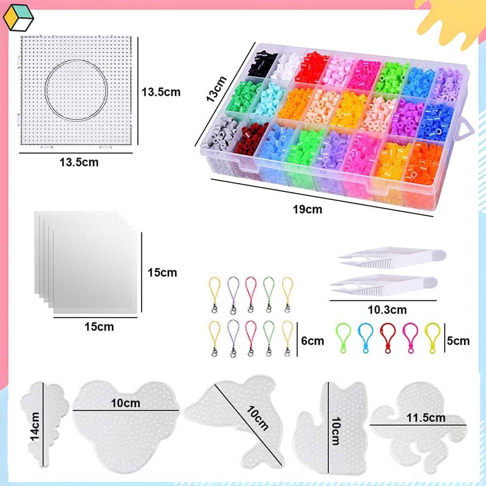 Kit de contas de fusíveis para artes e artesanato para crianças, contas de plástico derretido com pixel art de 5 mm