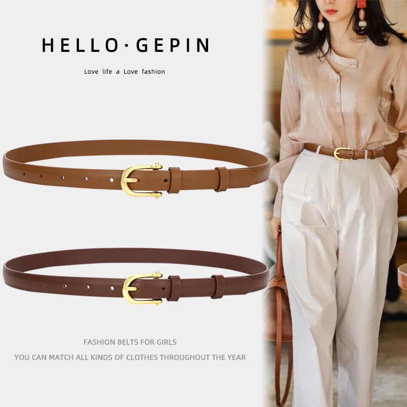 Cinto feminino moda Retro All-Match decorativo combinando Jeans cinto fino couro genuíno ins estilo cinto preto feminino