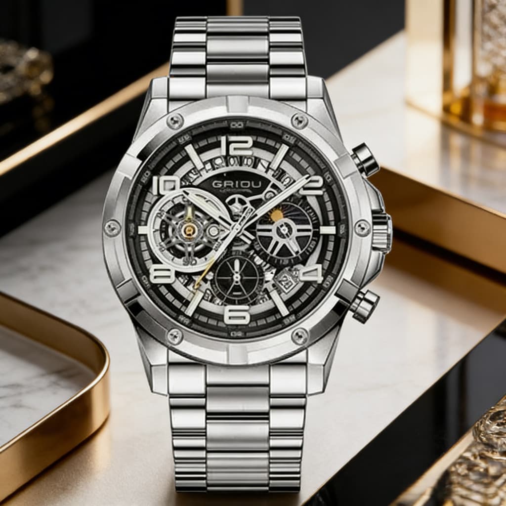 Kaido Trendy Relógio Masculino Moda Oco Luminoso Estilo Mecânico Multifuncional High-End Business Watch