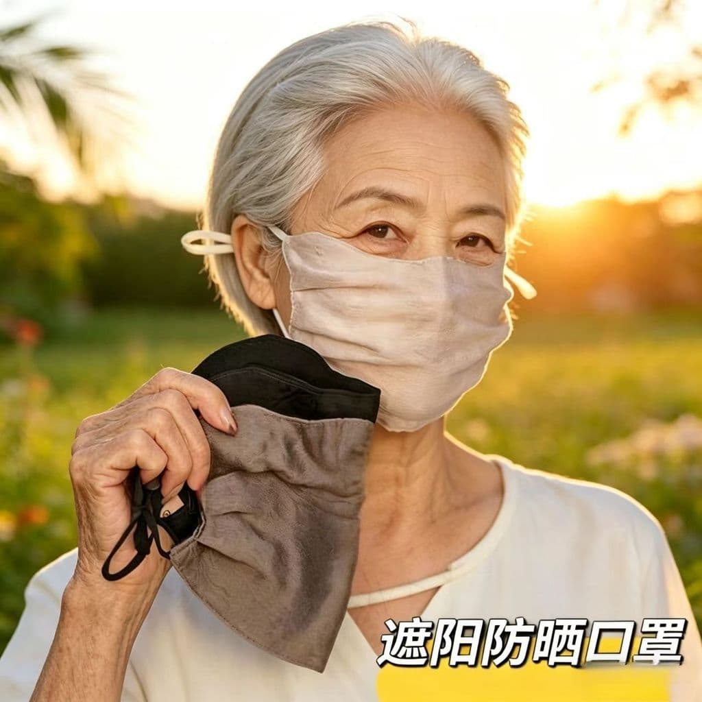 Máscara protetora solar estilo avó, verão, rosto inteiro, proteção para os olhos, canto, cetim, respirável, caminhada ao