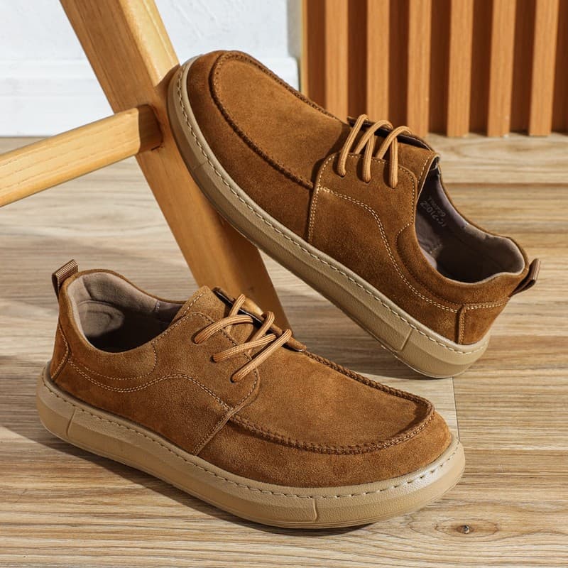 Sapatos masculinos de verão camurça de couro genuíno sapatos casuais masculinos rendas dedo do pé redondo couro fosco le