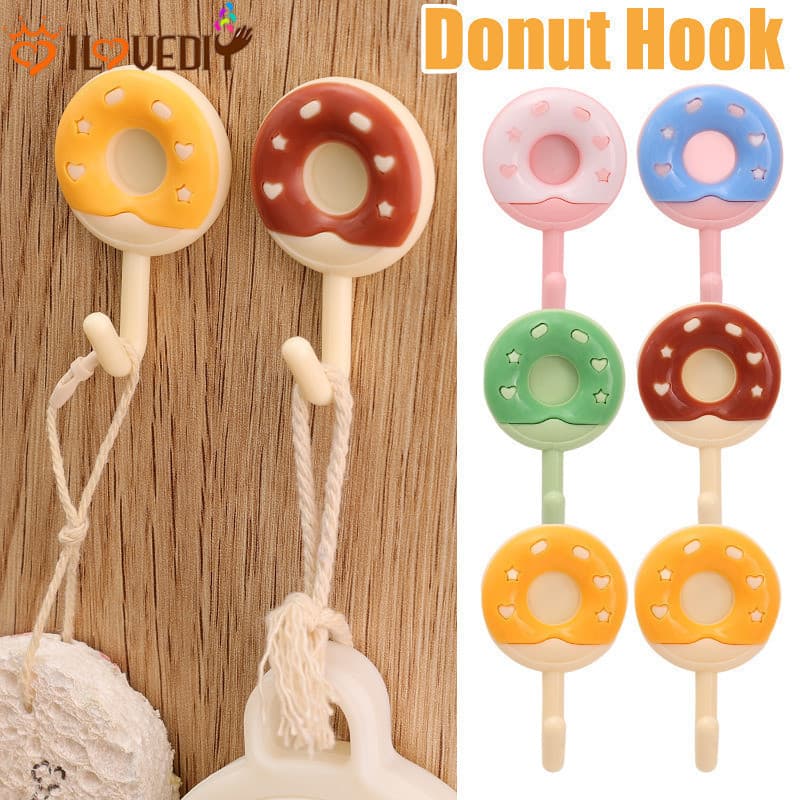 Ganchos De Rosquinha Para Decoração De Casa | Adesivo De Parede De Plástico , Organizador Compacto Banheiro/Cozinha/Quar