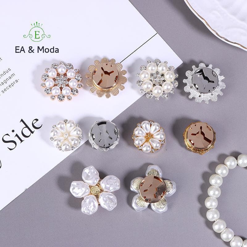 EA & Moda 2 Peças Capas De Botões De Pérolas Barrocas Irregulares Strass De Luxo Abotoaduras De Flores Alfinetes De Botã