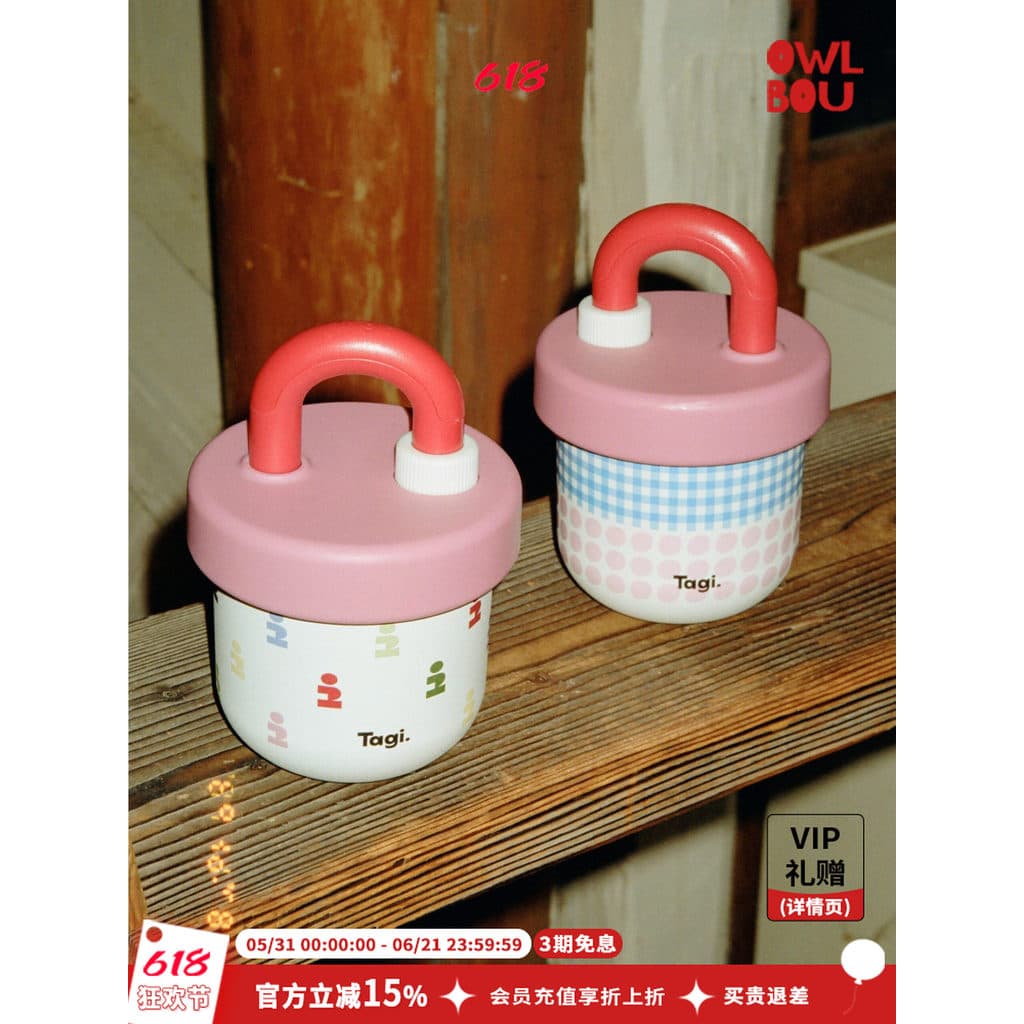 TAGI. TAGI.Imagine i <Tapi Small Lock > Presente Polka Dot Xadrez Copo térmico de aço inoxidável Copo térmico de corpo c
