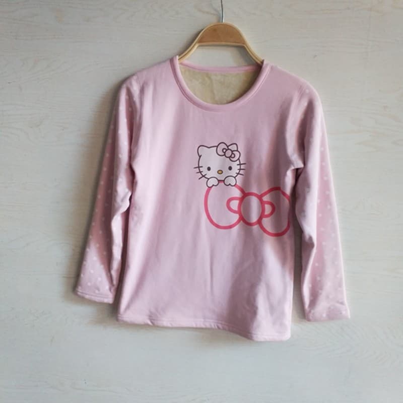 Bens de cauda doméstica crianças engrossado topo térmico outono inverno Super grosso fino velo de manga comprida roupa i