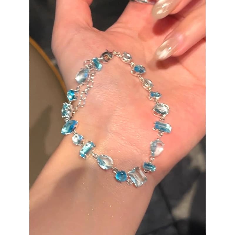 pulseira pulseira feminina Legal sentimento Super piscando azul gota de água pulseira feminina luz luxo nicho requintado