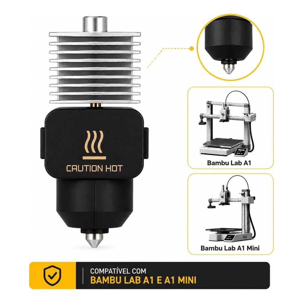 Hotend Completo Bambu Lab A1 E A1 Mini Aço Temperado
