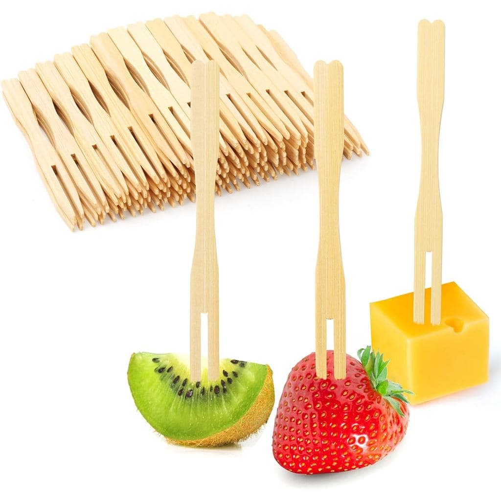 400 garfos de bambu, mini garfos de bambu de 3,5 polegadas para acessórios de pratos de aperitivos, palitos de dente req