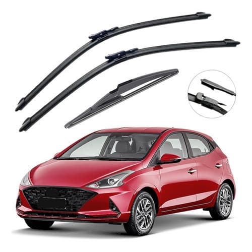Kit Palhetas Limpador Silicone Parabrisa Hb20 2020 À 2025