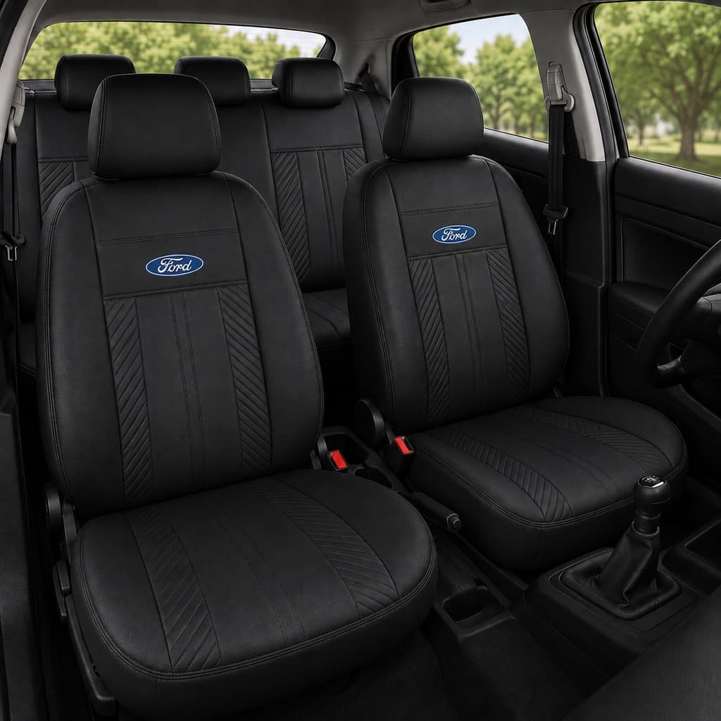 Capa Banco Automotiva Couro Ecológico Jogo Completo Para Carro Ford ka Fiesta EcoSport Focus Courier