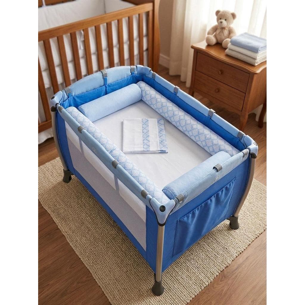 Kit Berço Portátil Rolinho 7 Peças 100% Alg. - Zany Baby