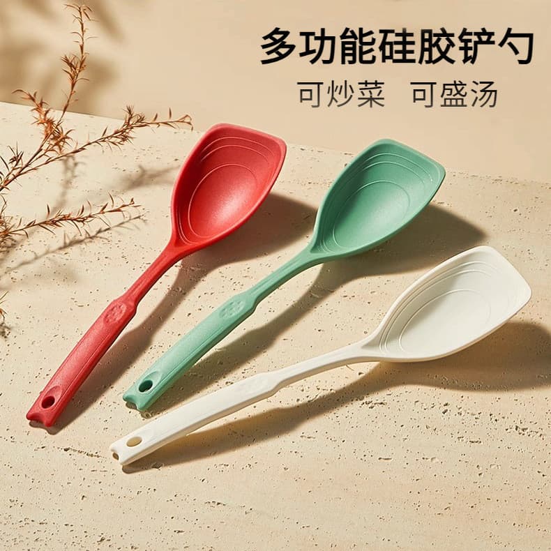Espátula de cozinha multifuncional doméstica, silicone macio, espátula de silicone de qualidade alimentar, antiaderente,