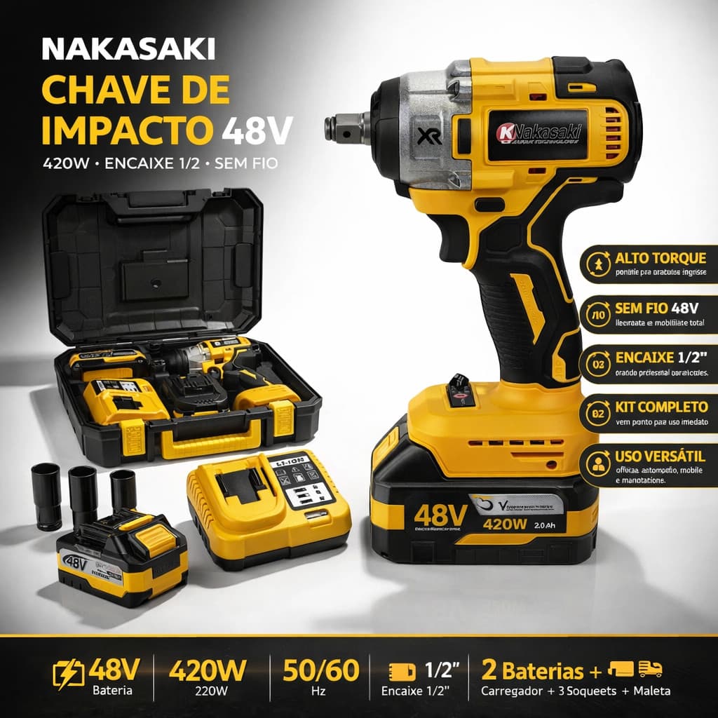 Chave de Impacto Parafusadeira 48V Modelo Nakasaki - Alta Performace e Qualidade