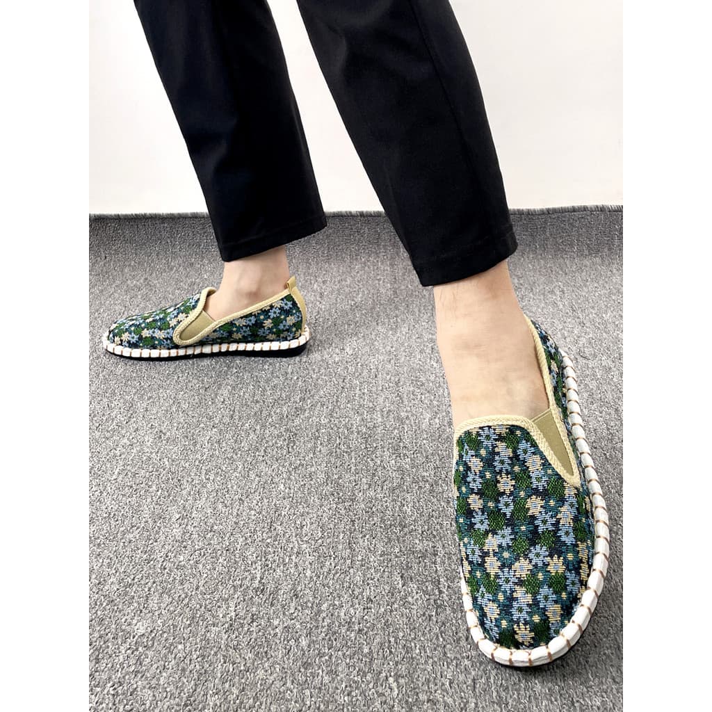 Verão novo estilo estilo étnico velho pequim sapatos de pano masculino deslizamento em sola macia sapatos casuais respir