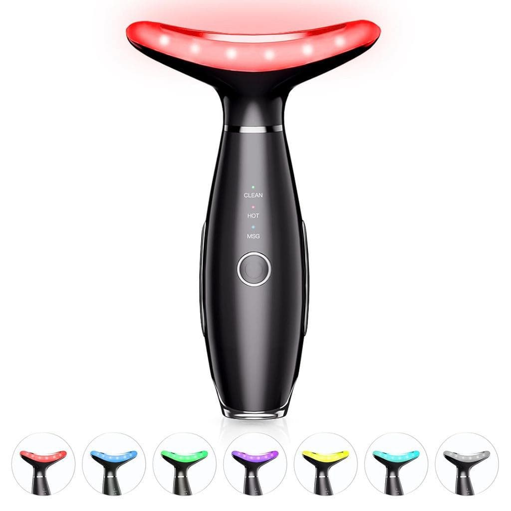 Massageador facial e de pescoço de 7 cores - ferramenta de massagem facial para uso doméstico, massageador facial vibrat