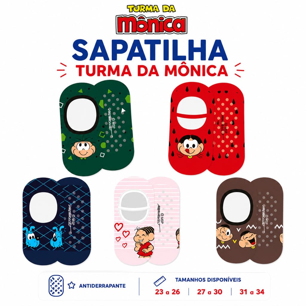 Par de Meia Antiderrapante Infantil Sapatilha Personagens Criança Festa Para Brincar Divertida