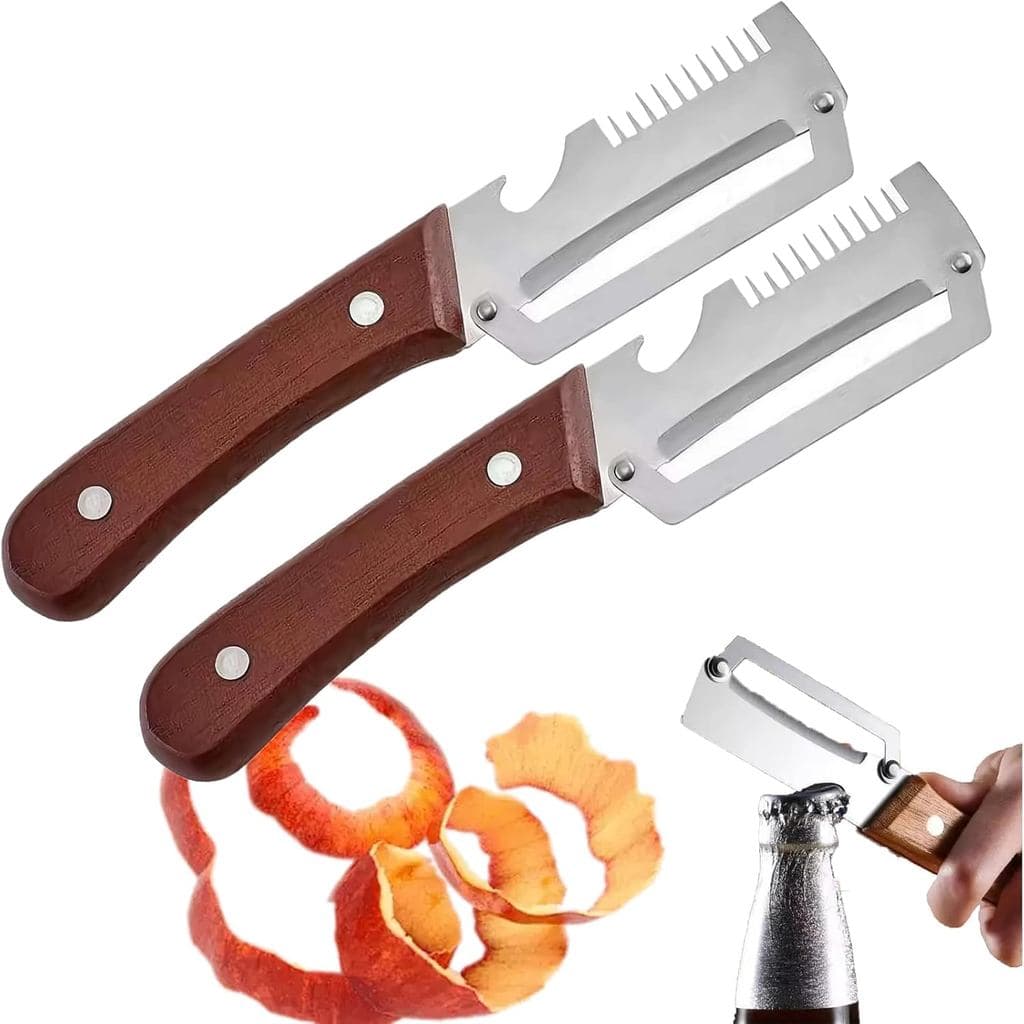 Descascador e Triturador Roselli, Descascador de Legumes Multifuncional, Cortador Ultra Afiado de Aço Inoxidável 3 em 1,