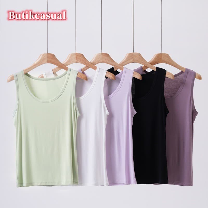 Mulheres Modal Com Decote Em V Regata Sem Mangas Camiseta Verão Topos Simples Topo Casual Camisetas Blusa