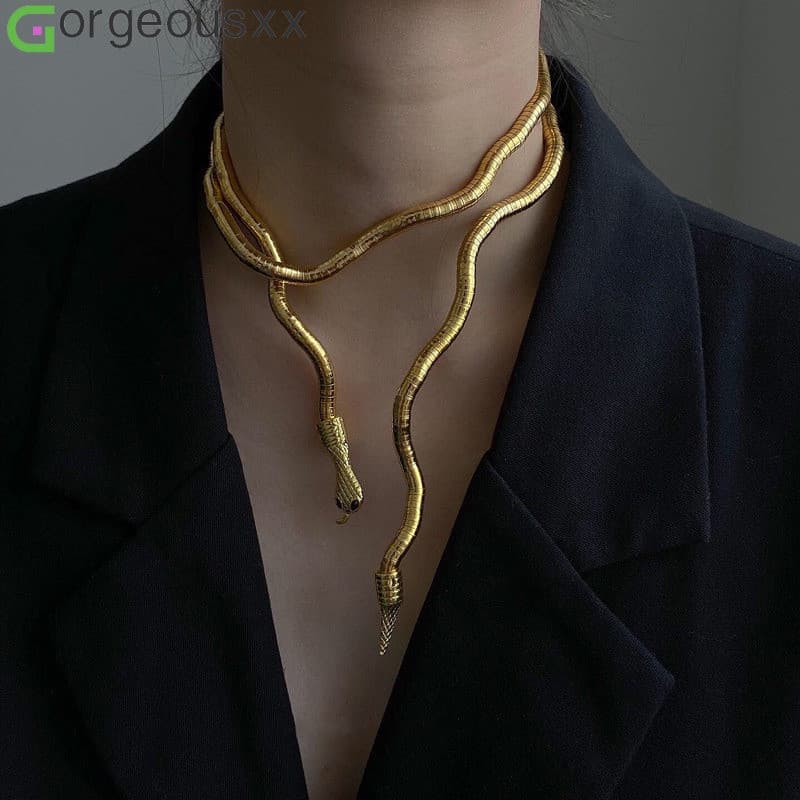Personalidade Colar De Cobra De Enrolamento Para Mulheres Serpentina Feminina Designável Colares Exagerados Jóias Presen