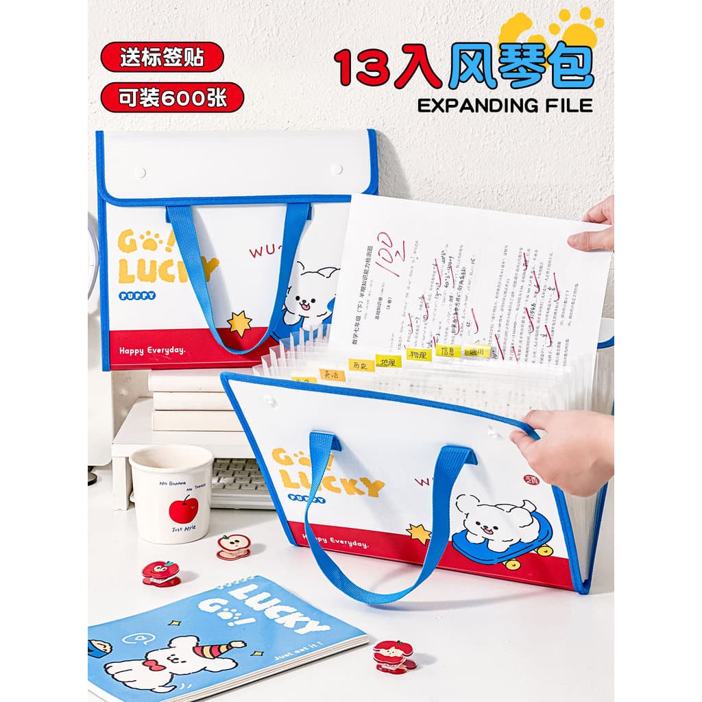 Pasta de segunda classe de três anos Saco de armazenamento de papel de teste Saco de órgão portátil Livro de armazenamen