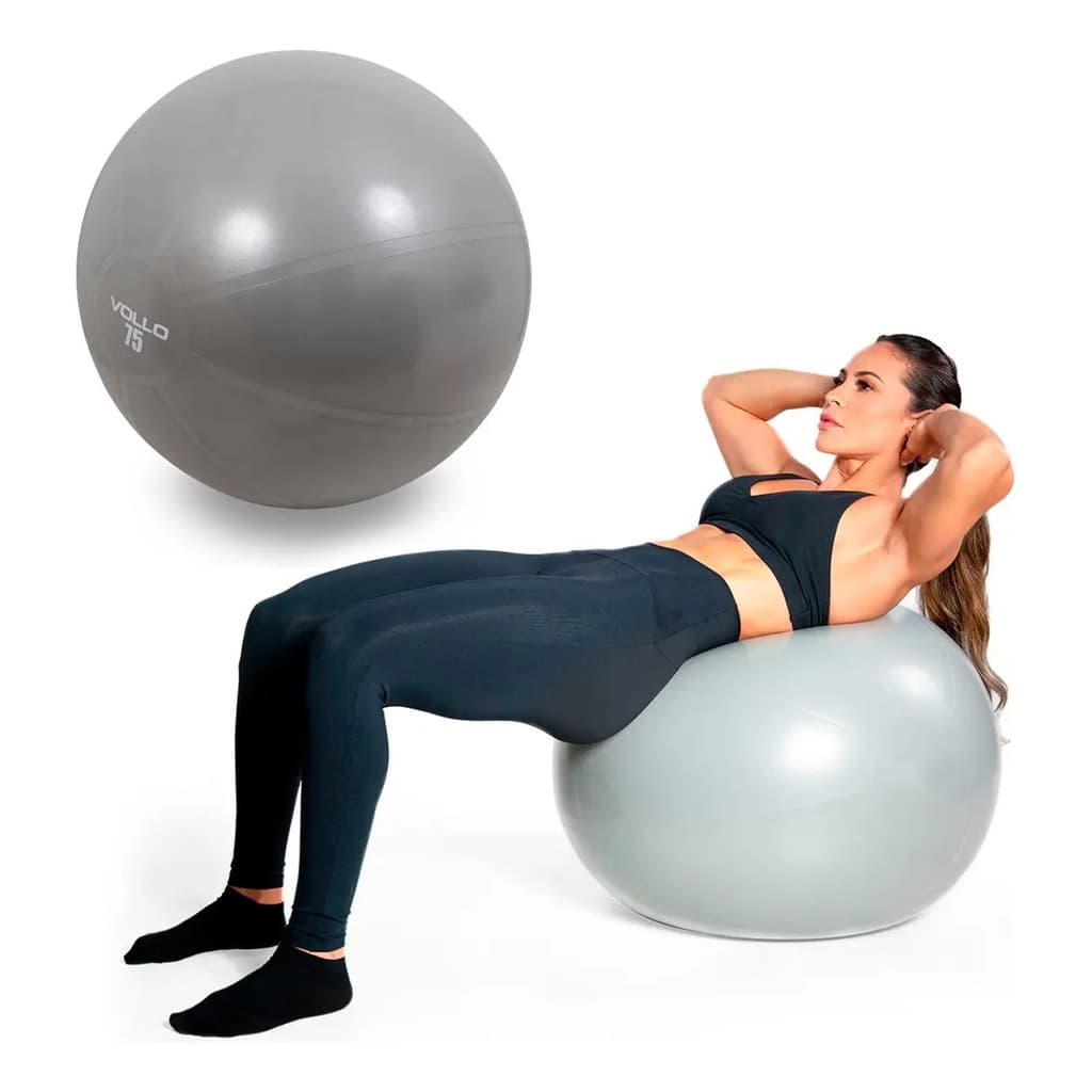 Bola Suíça Ginástica Gym Ball 75cm Cinza c/ Bomba