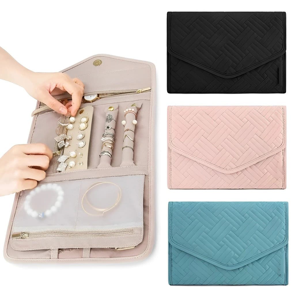 Dobrável Portátil Saco De Jóias De Viagem Para Colar Brincos Anéis Caso Organizador Sacos De Armazenamento Mulheres Meni