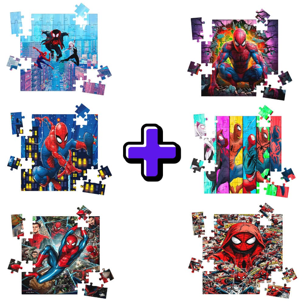 Kit 6 Quebra-cabeças Mdf Infantil Homem Aranha - 16 Peças Cada Vários Modelos
