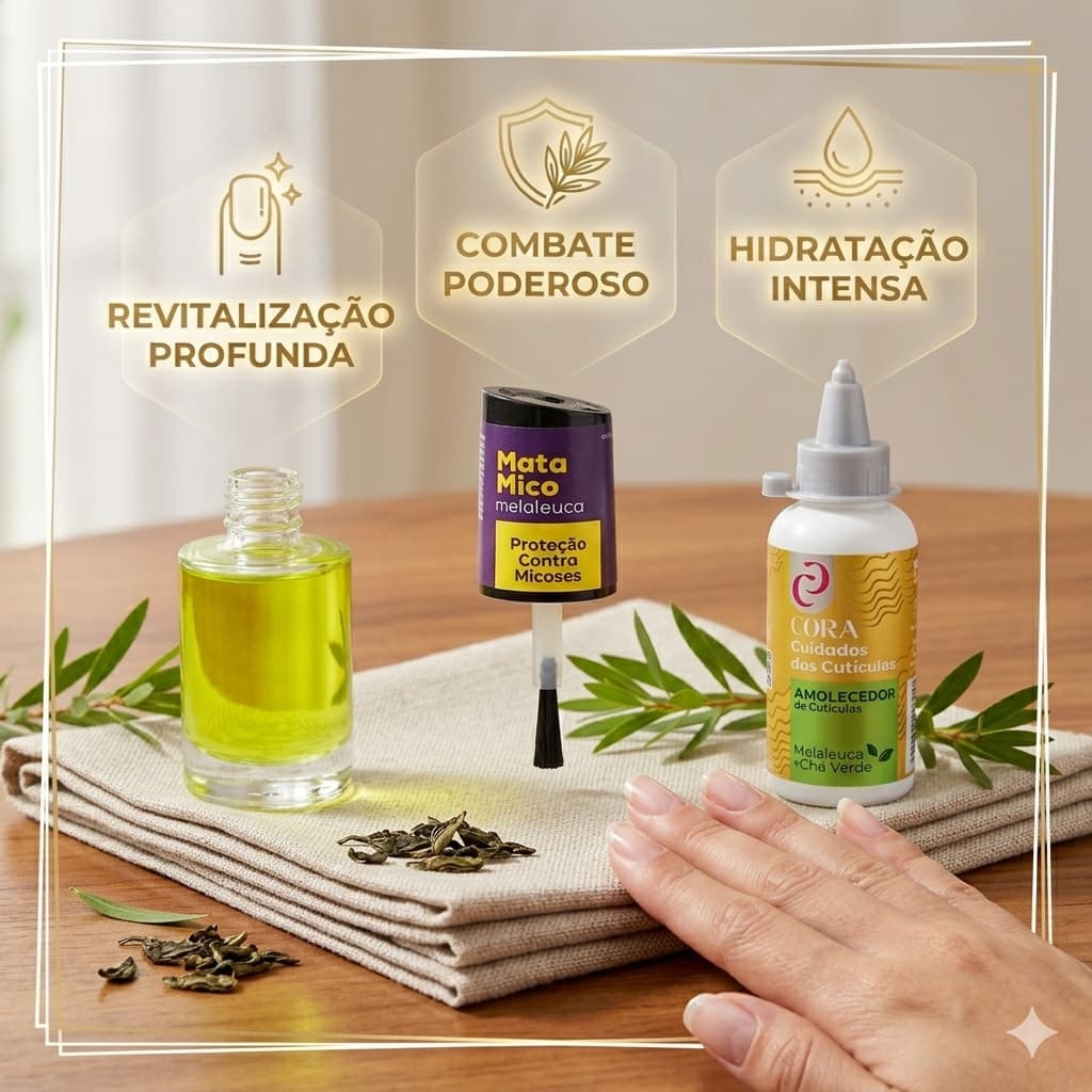 Kit Cuidado das Unhas – Mata Micose Melaleuca + Amolecedor de Cutículas Cora Melaleuca e Chá Verde