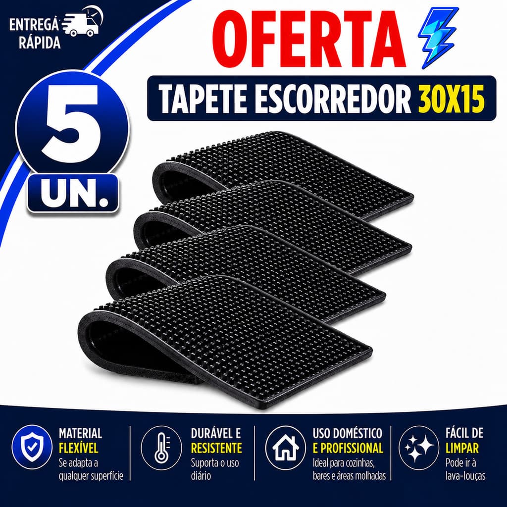 JOGO TAPETE SILICONE ESCORREDOR LOUÇA 30X15 SECAGEM RÁPIDA MULTIUSO