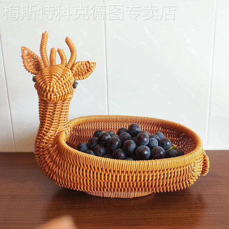 Imitação de Rattan cesta de frutas criativo Animal prato frutas sala estar frutas secas lanche cesta armazenamento cesta