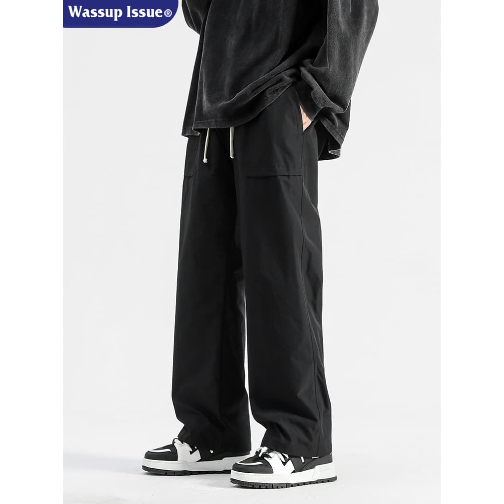 WASSUP ISSUE Retro Simples Cor Sólida Macacão Primavera Outono Legal Calças Soltas Na Moda All-Match Shorts Masculino