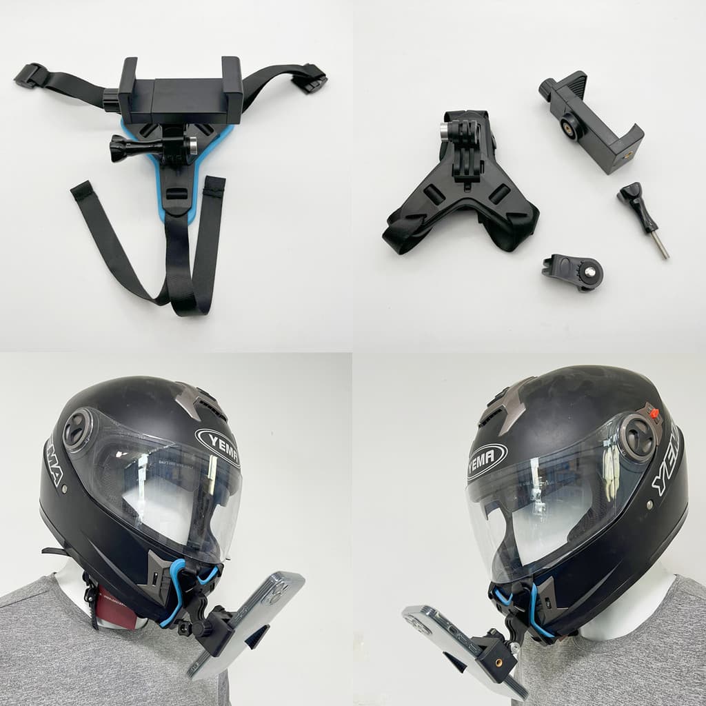 Mustang capacete da motocicleta suporte de queixo conjunto câmera ação capacete do telefone móvel queixo fixação cinta s