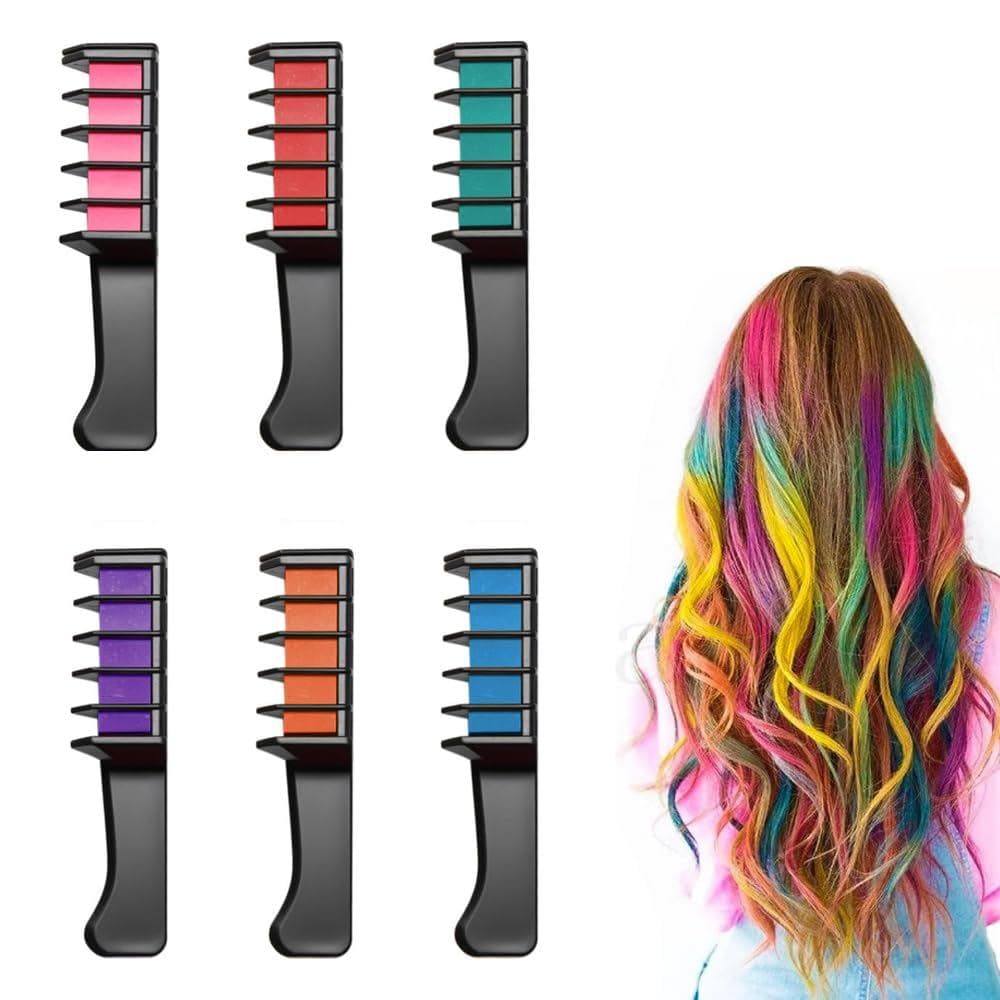Pentes de Giz para Cabelo em 12 Cores Festivas e Divertidas, Novos Pentes de Giz para Cabelo com Glitter Temporário 2026