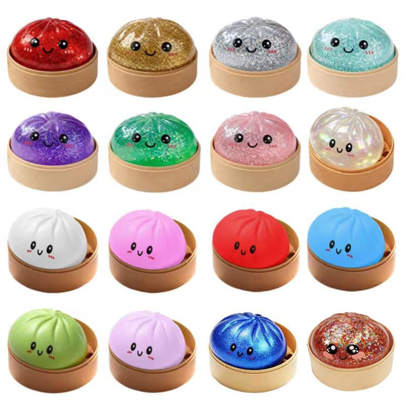 Brinquedo Anti-estresse Macio e Expressivo em Forma de Pãozinho Recheado Cozido a Vapor, Material TPR Macio, Alivia o Es