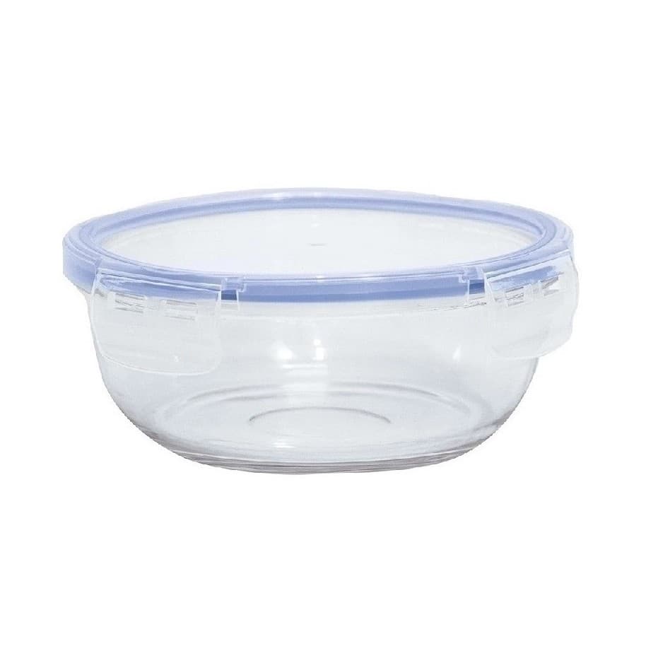 Pote De Vidro Hermético Redondo 580ml Marmita Tigela 4 Trava Antivazamento Refratário Fitness Bpa Free Micro-ondas