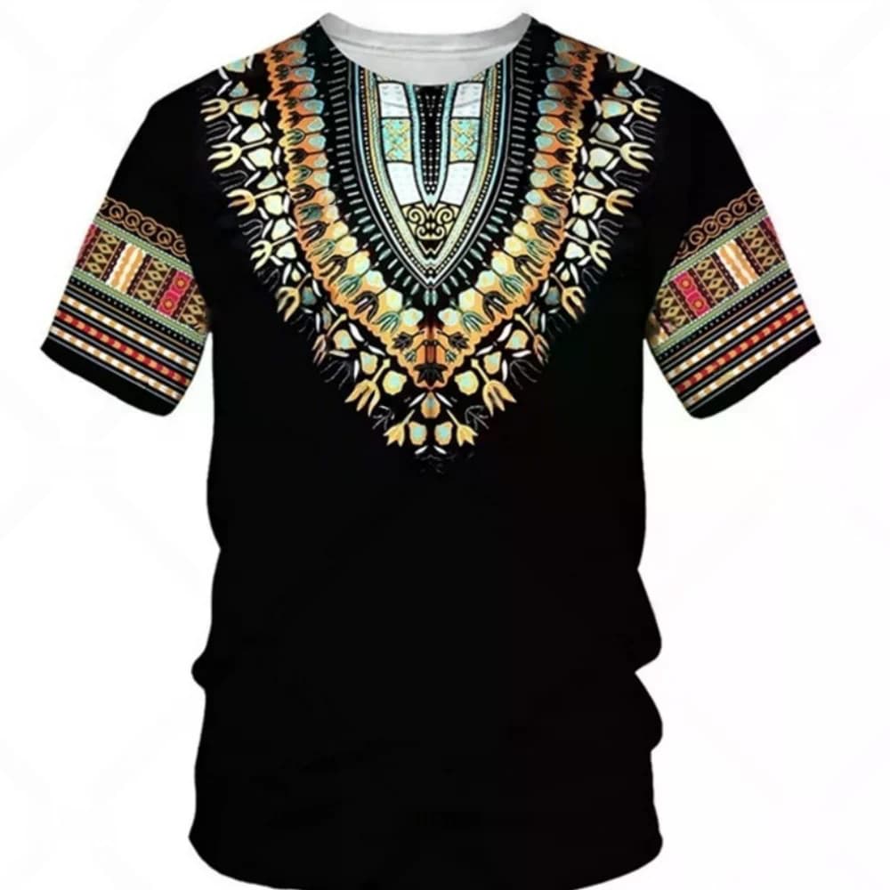 Padrão Tradicional Africano Camisetas Impressão 3D Dos Homens Verão Manga Curta T Camisa Harajuku Retro Estilo Étnico To