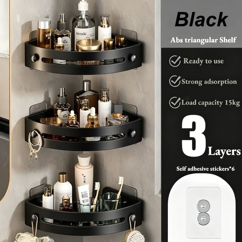 Kit 3 Suportes para Shampoo Organizador para Uso no Banheiro na Parede Prateleira com Auto Adesivo Banheiro Cozinha