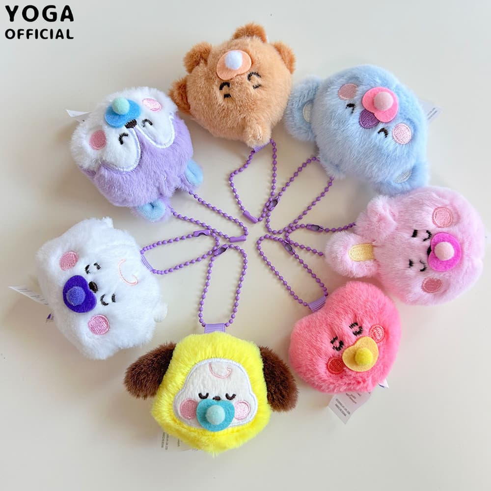Kawaii BTS BT21 Baby Plush Doll Cooky Koya RJ Mini Chaveiros De Pelúcia Porta-Chaves Pingente Kids Gift