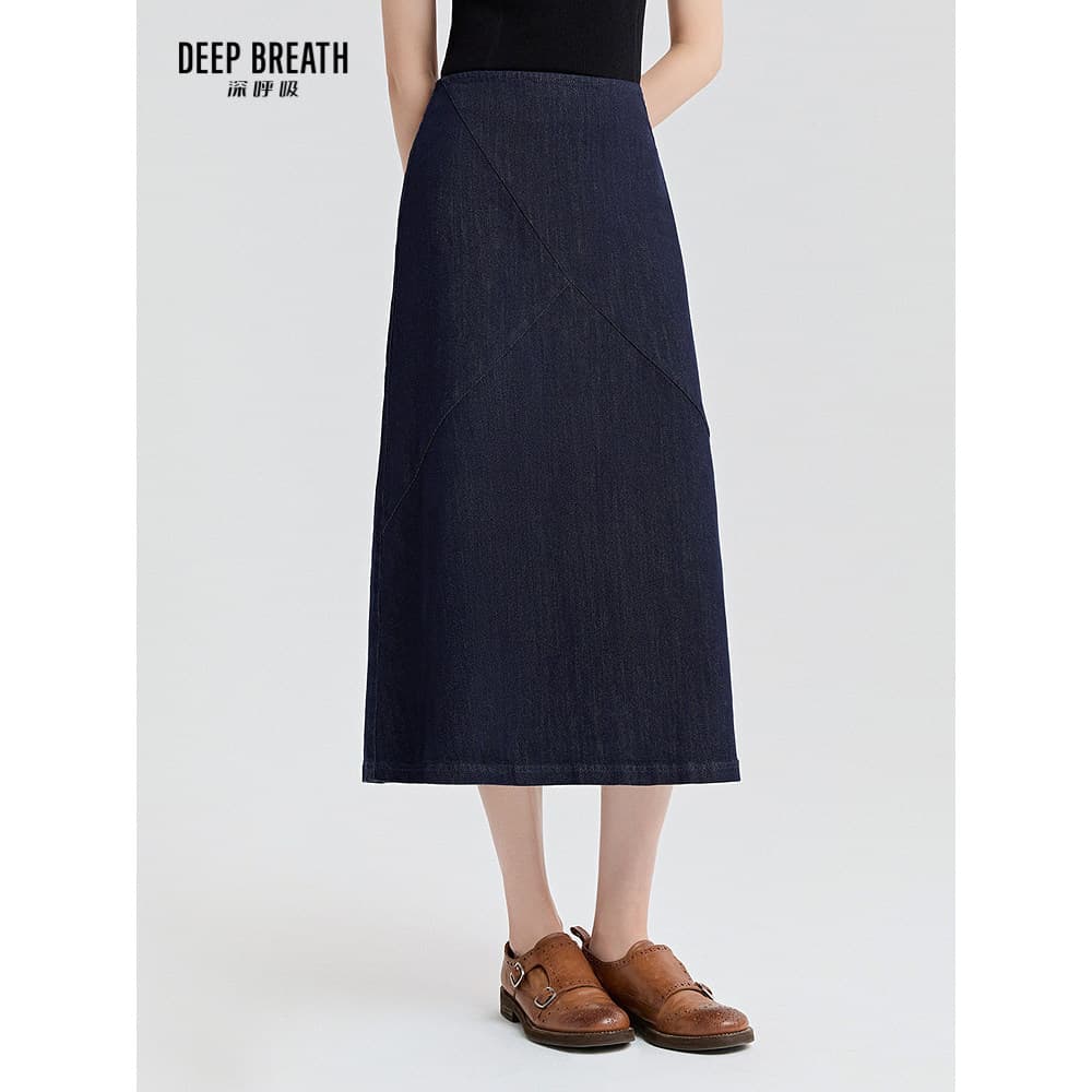 DEEP BREATH DEEP BREATH feminino jeans de comprimento médio cintura alta meia saia quadril Slim Fit200323